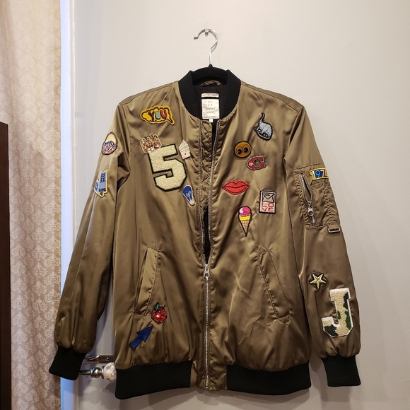 Zara Patchwork Utility Zipper Olive Jacket - S - Picture 2 of 11